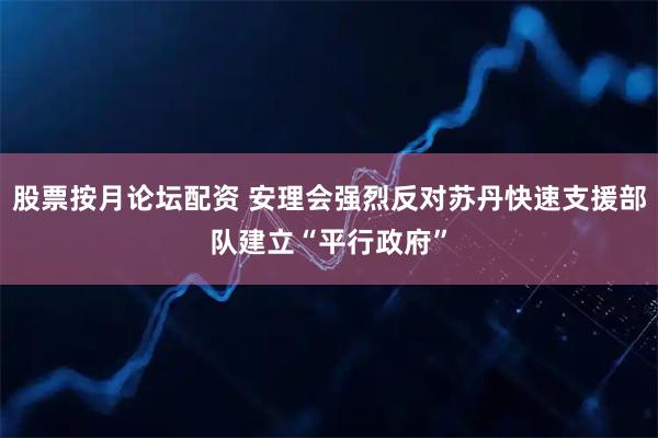 股票按月论坛配资 安理会强烈反对苏丹快速支援部队建立“平行政府”